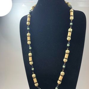 J Crew Acrylic Statement Necklace  Long Necklace Acrylic, Blue and Black Beads